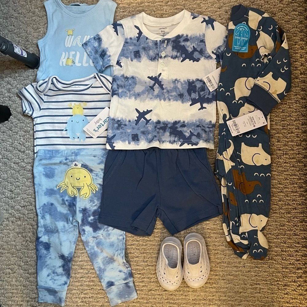 Carters  7 Piece Summer Boy Blue Theme Lot  69 Mo